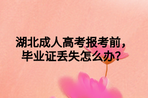湖北成人高考报考前，毕业证丢失怎么办？