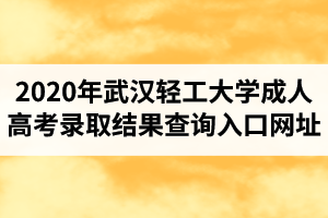 2020年武汉轻工大学成人高考录取结果查询入口网址