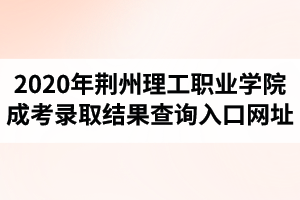 2020年荆州理工职业学院成人高考录取结果查询入口网址