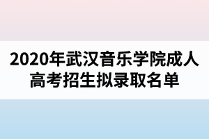 2020年武汉音乐学院成人高考招生拟录取名单