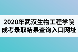 2020年武汉生物工程学院成人高考录取结果查询入口网址