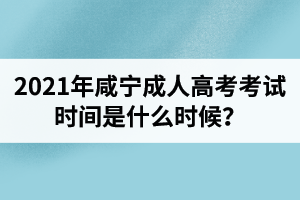 2021年咸宁成人高考考试时间是什么时候？
