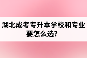 湖北成考专升本学校和专业要怎么选？