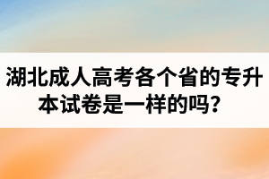 湖北成人高考各个省的专升本试卷是一样的吗？