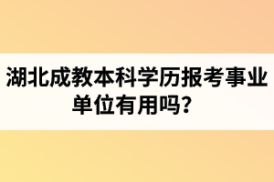 湖北成教本科学历报考事业单位有用吗？