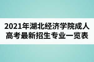 2021年湖北经济学院成人高考最新招生专业一览表