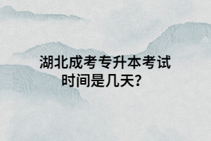 湖北成考专升本考试时间是几天？