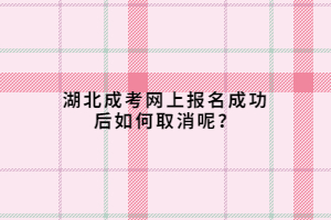 湖北成考网上报名成功后如何取消呢？