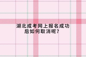 湖北成考网上报名成功后如何取消呢？