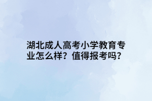 湖北成人高考小学教育专业怎么样？值得报考吗？