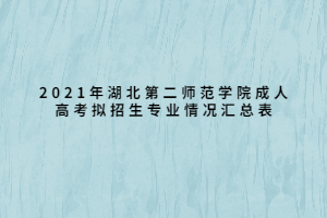 2021年湖北第二师范学院成人高考拟招生专业情况汇总表