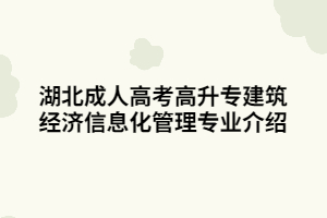 湖北成人高考高升专建筑经济信息化管理专业介绍