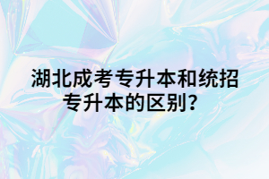 湖北成考专升本和统招专升本的区别？