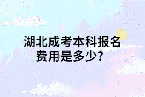 湖北成考本科报名费用是多少？