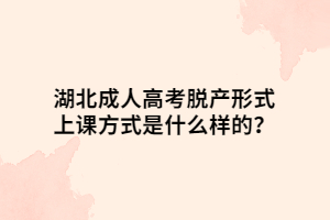 湖北成人高考脱产形式上课方式是什么样的？