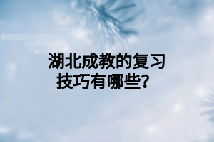 湖北成教的复习技巧有哪些？