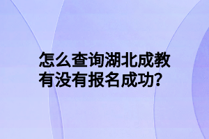 怎么查询湖北成教有没有报名成功？
