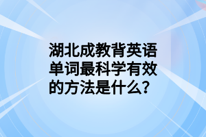 湖北成教背英语单词最科学有效的方法是什么？
