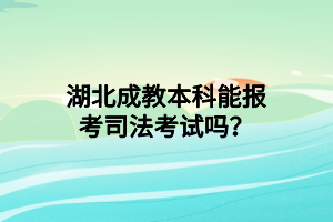 湖北成教本科能报考司法考试吗？