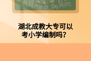 湖北成教大专可以考小学编制吗？