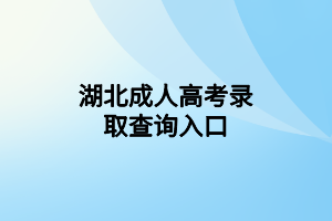 湖北成人高考录取查询入口