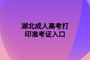 湖北成人高考打印准考证入口