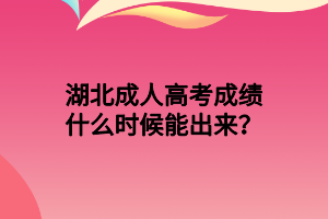 湖北成人高考成绩什么时候能出来？