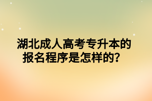 湖北成人高考专升本的报名程序是怎样的？