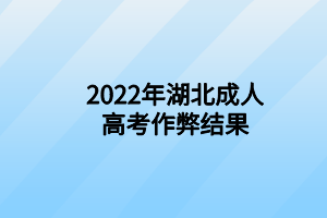 2022年湖北成人高考千万作弊结果