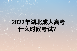 2022年湖北成人高考什么时候考试？