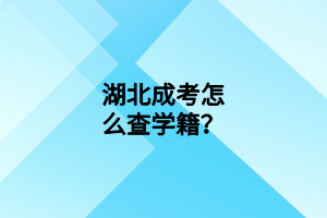 湖北成考怎么查学籍？
