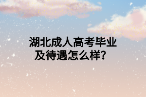 湖北成人高考毕业及待遇怎么样？