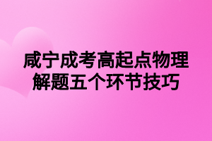 咸宁成考高起点物理解题五个环节技巧