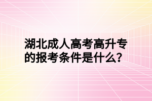 湖北成人高考高升专的报考条件是什么？
