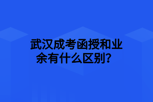 武汉成考函授和业余有什么区别？