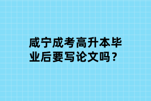 咸宁成考高升本毕业后要写论文吗？