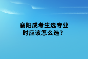 襄阳成考生选专业时应该怎么选？