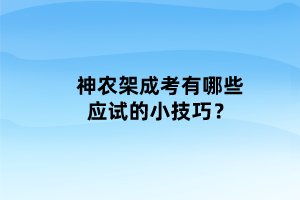 神农架成考有哪些应试的小技巧？