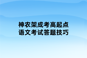 神农架成考高起点语文考试答题技巧