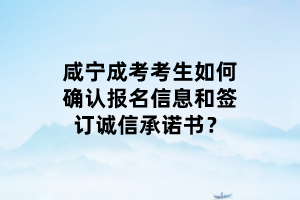 咸宁成考考生如何确认报名信息和签订诚信承诺书？