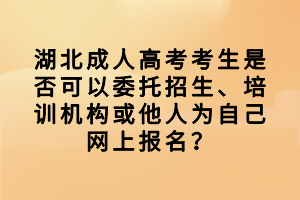 湖北成人高考考生是否可以委托招生、培训机构或他人为自己网上报名？