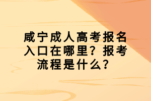 咸宁成人高考报名入口在哪里？报考流程是什么？