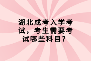 湖北成考入学考试，考生需要考试哪些科目？