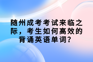 随州成考考试来临之际，考生如何高效的背诵英语单词？