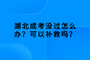 湖北成考没过怎么办？可以补救吗？