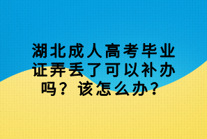 湖北成人高考毕业证弄丢了可以补办吗？该怎么办？