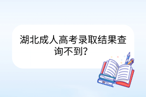 湖北成人高考录取结果查询不到？