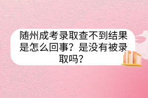 随州成考录取查不到结果是怎么回事？是没有被录取吗？