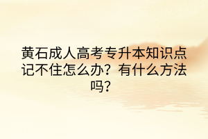 黄石成人高考专升本知识点记不住怎么办？有什么方法吗？