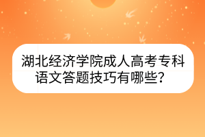 湖北经济学院成人高考专科语文答题技巧有哪些？